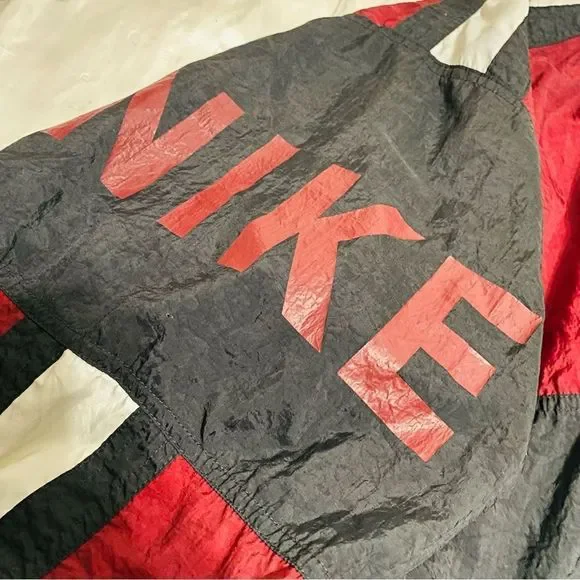 Vintage Nike Mens Dark Red Black And White Windbreaker Jacket XXL - Picture 6 of 9